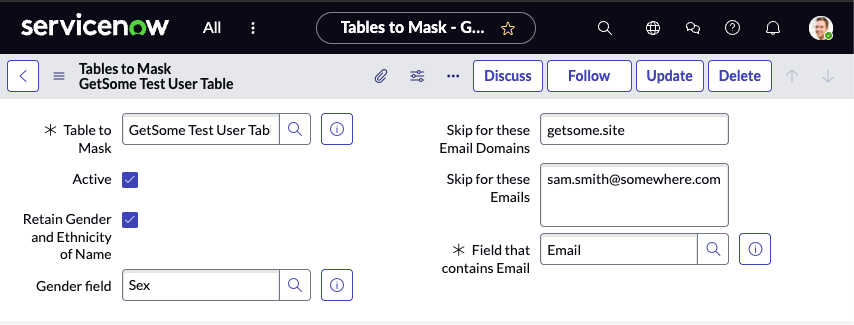 PlatformMasker configure a table to mask